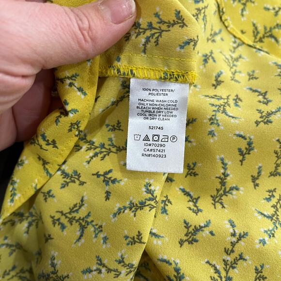 Loft Floral Peplum Bow Blouse Saffron Yellow Careerwear Plus Size 18 - Picture 7 of 8